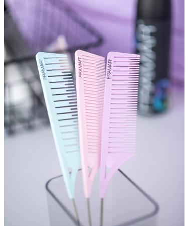 Framar Dreamweaver Highlight Comb Set - Hair Stylist Combs for Balayage & Hair Coloring with Metal Pick - Pastel - Buy Online on GoSupps.com