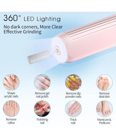 Electric Nail Drill & Professional Manicure Pedicure Kit - Cordless Rechargeable Nail File Set for Feet & Toenails | 3 Speed Hand Foot Care Tools - Pink - Buy Online on GoSupps.com
