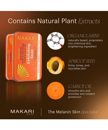 MAKARI Extreme Active Intense Argan & Carrot Oil Exfoliating Soap 7oz | Brightening Bar with Apricot Seed Extract, Vitamins C & E | Reveals Natural Radiance - Buy Online on GoSupps.com