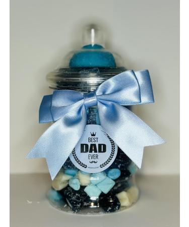 Best Dad Ever Filled Blue Pick N Mix Gummy Sweet Victorian Jar Gift Present 380ml - Buy Online on GoSupps.com