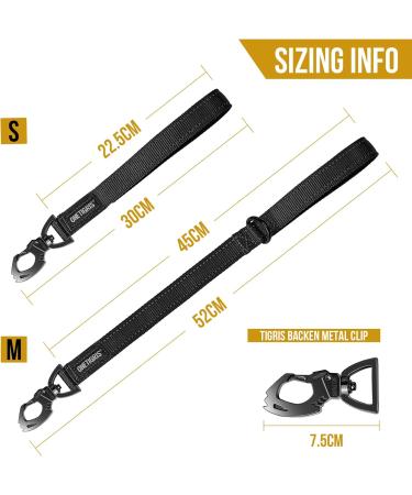 Oneigris Bolt Short Guide Dog Leash 30cm - Reflective Nylon Tiger Tooth Clip Soft Upholstery for Medium & Large Dogs - Stylish S Black - Buy Online on GoSupps.com