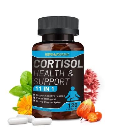 Cortisol Supplements for Women and Men, 11-in-1 Cortisol Manager,Cortisol Reducer with Ashwagandha, Rhodiola, L-Theanine, Cortisol Balance, 120 Capsules (60-Day Supply) 120 Count (Pack of 1)