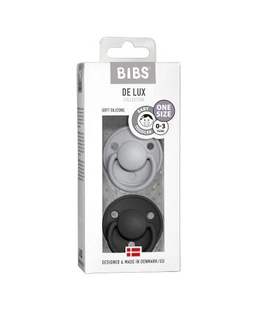 BIBSE de Lux Schnuller 2-Pack - BPA-Free Cherry Nipple Silicone Soothers for 0-36 Months Stylish Cloud/Black Design - Made in Denmark - Buy Online on GoSupps.com