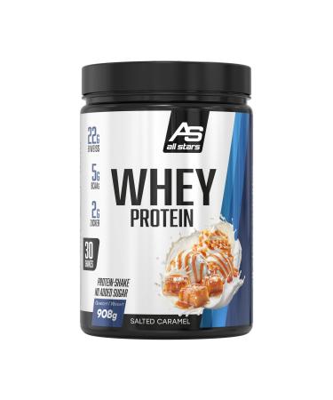 All stars 100% whey protein 908g i protein powder with whey concentrate & isolate i delicious low-fat powder i high-quality protein powder i creamy protein shake with salted caramel-flavor scaled caramel 908g