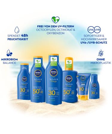 Nivea Sun Protection & Care Sun Milk LSF 50+ | 200 ml Sunscreen with 48h Moisture | UVA/UVB Protection | Pack of 2 | International Shipping - Buy Online on GoSupps.com