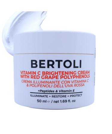 BERTOLI Brightening Cream Polyphenol Moisturizer for the Look of Dark Spots with Peptides Hyaluronic Acid Vitamin C & Grape Antioxidants | Italian Skincare | Clean Vegan