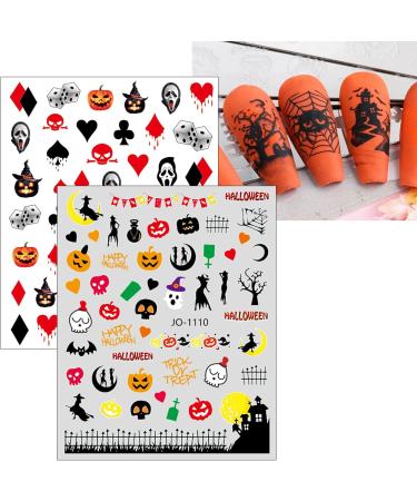 Pink Halloween Valentine's Day Nail Stickers 10 Sheets Self-Adhesive Nail Decal Pumpkin Ghosts Pink Nail Art Decoration Design Supplies - Buy Online on GoSupps.com