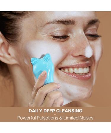 Vraiko Mia Facial Cleaning Brush - Waterproof Rechargeable Silicone Brush with Adjustable Vibration for Deep Cleaning & Gentle Peeling - Sky Blue - Buy Online on GoSupps.com