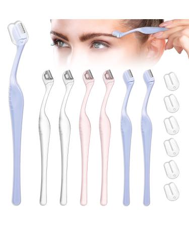 Eyebrow Razor Mini Eyebrow Razor Trimmer Female Face Shaver Lip Hair Remover with Precision Cover Small Eyebrows Shaver for Women Makeup Face Care Tools (Clear Clear Purple Light Blue)