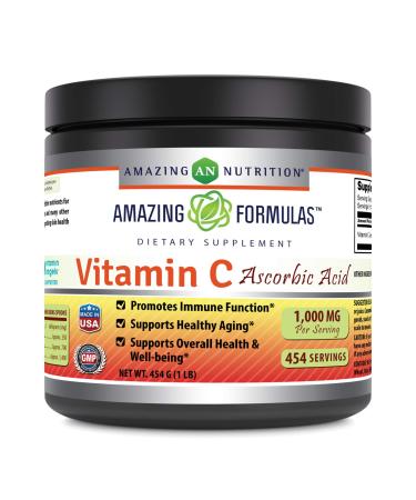 Amazing Formulas Vitamin C Supplement (Non-GMO Vegan) - Promotes Immune Function* - Supports Healthy Aging* - Supports Overall Health & Well-Being* (Powder 1 Lb) - Buy Online on GoSupps.com