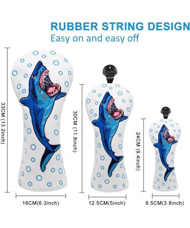 Shark Embroidery Golf Head Covers Set - Driver, Fairway, Hybrid, Putter for Titleist & Callaway - Buy Online on GoSupps.com