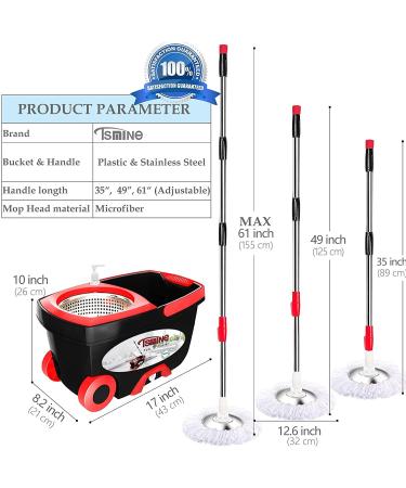 Tsmine Spin Mop Bucket Set | Commercial Floor Cleaning Supplies with 6 Refills | Extended Handle for Hardwood Floors - Buy Online on GoSupps.com