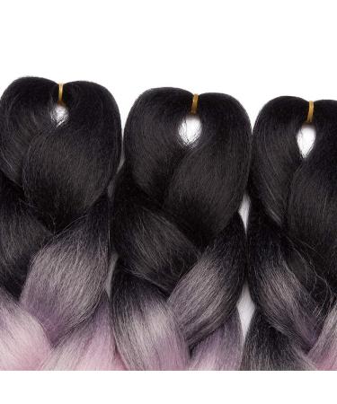Tess Braids Extensions Ombre 60 cm - 3 Pack Jumbo Kanecalon Hair for Box Braids - Black/Purple Ombre - 100g per Bundle - Buy Online on GoSupps.com