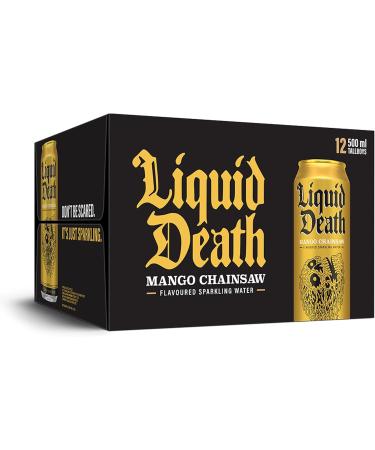 Liquid Death Sparkling Water Mango Chainsaw 12 x 500ml - Mango Chainsaw Sparkling Water - Buy Online on GoSupps.com