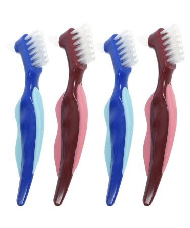 Ipetboom 4 Pack Toothbrush For Artificial Teeth Denture Cleaning Brush Pocket Toothbrush For Cleaning Artificial Teeth