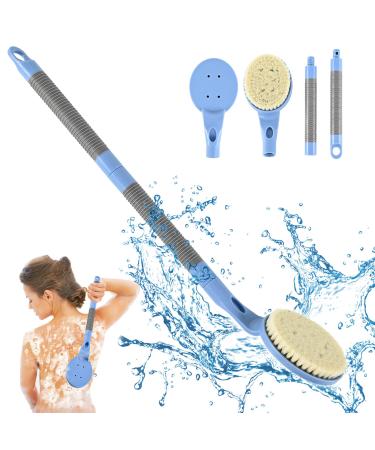 Back brush shower 55cm removable body brush gentle peeling easy to clean and stimulates the blood circulation for wet or dry brush) blue) 55cm blue - Buy Online on GoSupps.com