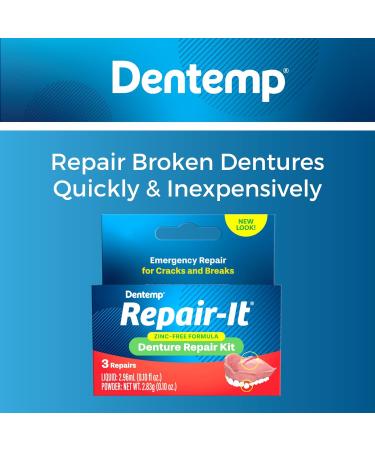 Dentemp Repair Kit - Repair-It Advanced Formula Denture Repair Kit (Pack of 3) - Denture Repair Kit Repairs Broken Dentures - Denture Repair to Mend Cracks & Replace Loose Teeth - Buy Online on GoSupps.com