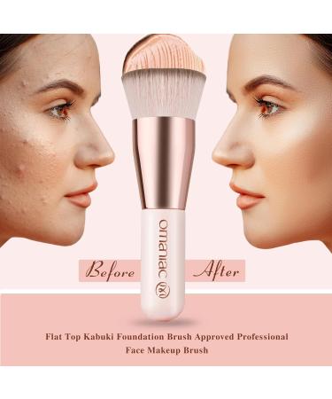 OMANIAC Silver Makeup Brushes - Flat Top Pro Foundation & Concealer Brush for Flawless Blending | Travel-Friendly for Liquid Cream & Powder - Buy Online on GoSupps.com