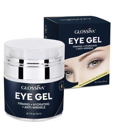 Glossiva Eye Gel with Hyaluronic Acid for Wrinkles, Dark Circles & Puffiness - Hydrating & Firming Formula for Under Eye Bags - 1.7 Fl Oz - Buy Online on GoSupps.com