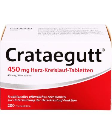 CRATAEGUT 450 mg cardiovascular tablets |200 tablets |Vegetable medicines to support the heart circulation function |Heating thorn high dose |Strengthening for heart and circulation 200 pieces (1 Pack)