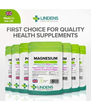 Lindens 500mg Magnesium Tablets - 1000 Count, Supports Metabolism, Muscle Function, and Nervous System - UK Manufacturer - Letterbox Friendly Orange - Buy Online on GoSupps.com