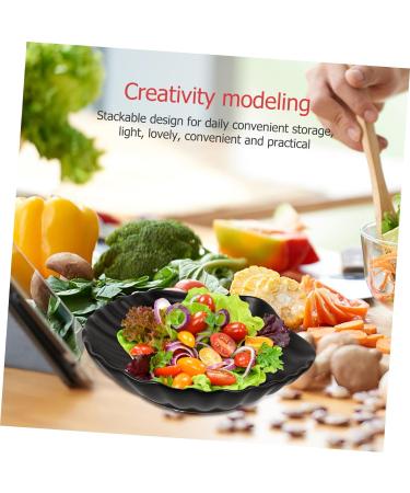 BESTonZON Salad Plate Decor for Kitchen Decoration for Living Room Shell Shaped Plate Home Decor Plate Kids Food containers White Salad Bowls Serving Bowl Ceramic Serving platters Snack Case Black 16.3X15.5X3.5CM - Buy Online on GoSupps.com
