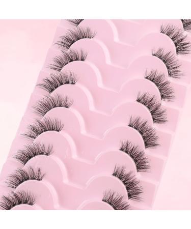 Sixstarhair Half Lashes 10 Pairs Cat Eye Kit with Glue - Natural Looking Demi Wispies Eyelashes - Reusable & Easy to Apply - H09 - Buy Online on GoSupps.com