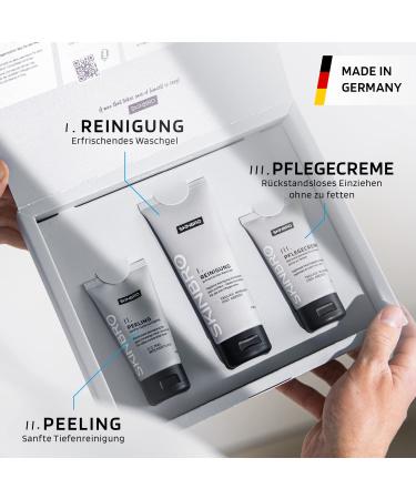 Skinbro Facial Care Set for Men | Made in Germany | 3-Piece Skincare Kit - Cleanser Peeling Caffeine Moisturizer | Perfect Gift for Men | Vegan & Effective - Buy Online on GoSupps.com