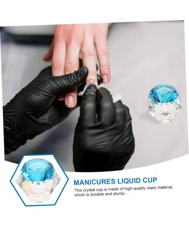 Beavorty 1Pc nail art crystal cup diamond dappen dish liquid powder dappen dish Crystal Dappen Dish Dappen Dish Bowl glass containers with lids glass tumbler Acrylic cover White crystal 5.5x5.5cm Blue - Buy Online on GoSupps.com