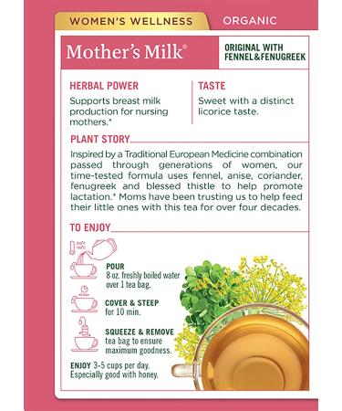 Traditional Medicinals Motherâ€™s Milk Herbal Tea - 16 Bags (Pack of 3) - Organic & Natural - Buy Online on GoSupps.com