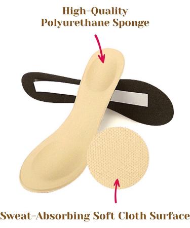 CB 4 Pairs Cloth Surface Sponge Inserts - Invisible Slim Insoles for Women's Shoes 5-8, Style A Nude & Black - Ball of Foot Pain Relief & Arch Support - Buy Online on GoSupps.com