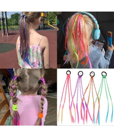 Girls Clip In Braids Dreadlocks Braid Bobbles Scrunchies Party Hair Dress Up (1 Purple) 1 Purple - Buy Online on GoSupps.com