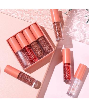 Shiny Lip Gloss & Lip Oil Set - 4 PCS Juicy Hydrating Gloss for Dry Lips | Non-Sticky Gift Kit for Women - Buy Online on GoSupps.com