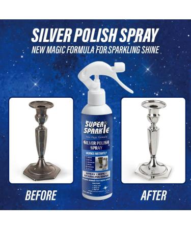 Super Sparkle Silver Polish Cleaner Spray - 8oz Instant Tarnish Remover for Sterling Silverware - Long-Lasting Shine & Safe Tarnish Removal - Buy Online on GoSupps.com