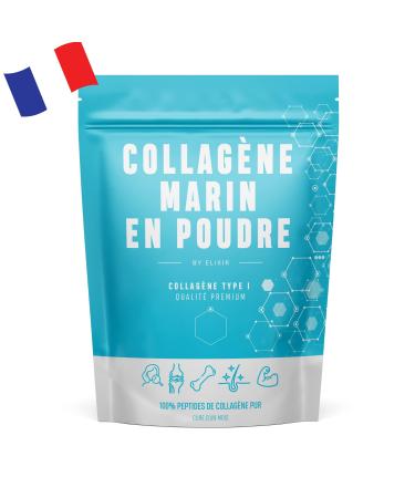 Hydrolyzed Marine Collagen Type I Powder - 310g Cure. Protein in Food Supplements for Skin Hair Bodybuilding and Joints - Patented - Made in France.