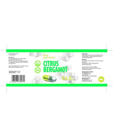 Citrus Bergamot 500mg | 90 Vegan Capsules | High Strength Supplement | 3rd Party Lab Tested | Gluten & GMO Free - Buy Online on GoSupps.com