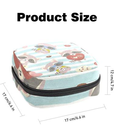 Cartoon Raccoon Stripes Sanitary Napkin Storage Bag - Portable Menstrual Period Kit Pouch for Women & Teen Girls - Zipper Menstrual Cup Bag - Color 4 - Buy Online on GoSupps.com