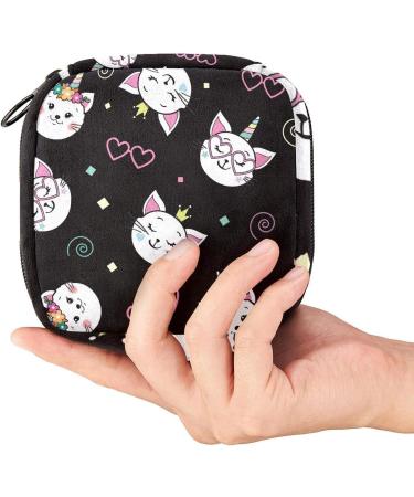 Portable Cat Unicorn Heart Glasses Sanitary Napkin Storage Bag for Women & Teens - Menstrual Cup Holder - Buy Online on GoSupps.com