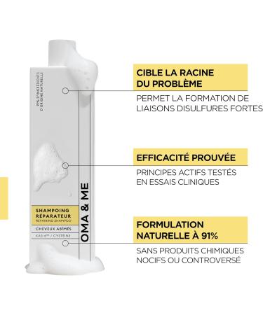 OMA & ME Repairing Shampoo for Damaged Hair - Repairs and Revitalizes Damaged Dull or Weakened Hair - Hair Care 91% Ingredients of Natural Origin Made in France - 250ml - Buy Online on GoSupps.com