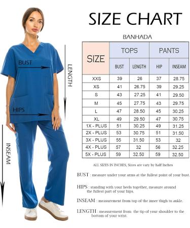 Banhada V-Neck Top 7-Pocket Scrub Set for Women - 4-Way Stretch, Lightweight, Comfortable - Royal Blue (5X-PLUS) - Buy Online on GoSupps.com