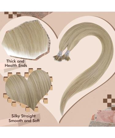 Hetto Blonde Nano Hair Extensions Real Human Hair Nano Beads Hair Extensions #17/23 Natural Blonde Highlight Light Blonde Nano Ring Hair Extensions Human Hair 14 Inch 50g 50s - Buy Online on GoSupps.com