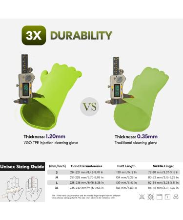 VGO TPE Household Gloves - Latex-Free Super-Thick Slipproof Cleaning & Kitchen Gloves - Gentle Green Ideal for Home & Garden - Buy Online on GoSupps.com