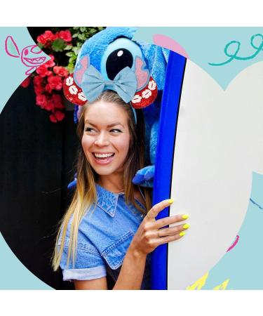 HXPLN Mouse Ears Headband Stitch Ears Glitter Headband for Adult Women Girls Parks Ears for Trips Party Cosplay Costume Accessories Blue&red - Buy Online on GoSupps.com