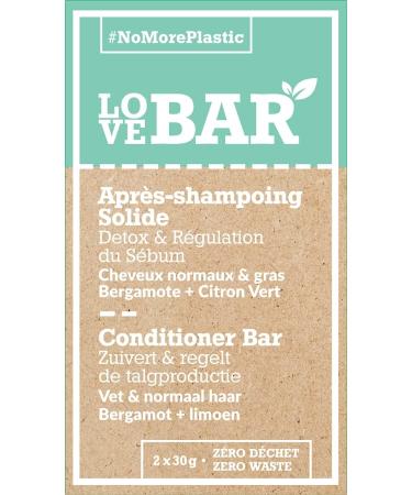 Love Bar - Detoxifying & Regulating Solid Conditioner with Bergamot and Lime - Normal and Oily Hair (2 x 30 gr) - Buy Online on GoSupps.com