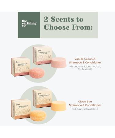 Earthling Co. Citrus Sun Bar Shampoo & Conditioner Set - Plant-Based, No Parabens, Sulfates, Silicones - Eco-Friendly Bars for All Hair Types - Buy Online on GoSupps.com