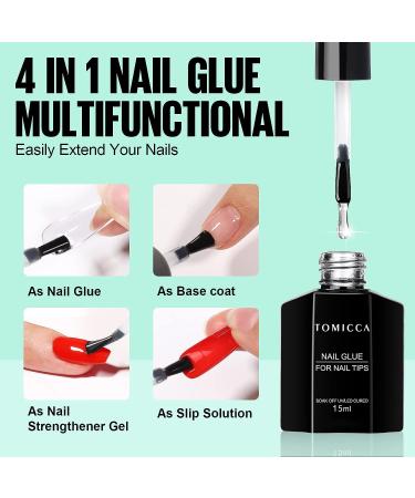 TOMICCA 4-in-1 Gel Nail Glue - Strong, Long-Lasting Adhesive for Acrylic, Gel & Press-On Nails - 15ml - Buy Online on GoSupps.com
