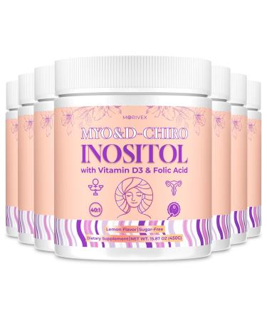 Morivex 7 Pack Myo-Inositol & D-Chiro Inositol Supplement for Women Fertility Supplements Hormonal Balance for Women & Ovarian Health Support High 4000mg:100mg Plus Folate & Vitamin D Vegan