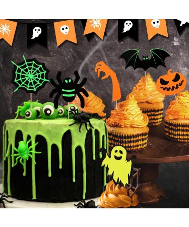 36pcs Halloween Cupcake Toppers Halloween Cupcake Decorations Bat Ghost Spider Pumpkin Scary Halloween Cupcake Picks Cake Toppers Halloween Themed Party Supplies - Buy Online on GoSupps.com