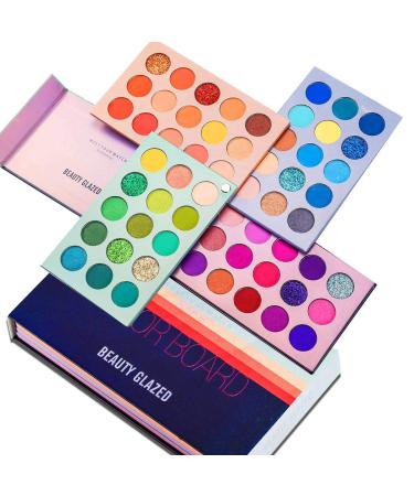 Color Board Eyeshadow Palette  Valentine s Day Gift   Highly Pigmented 60 Shades Matte Shimmer Glitter Makeup Palette  Waterproof Blendable Eye Shadow  Cruelty- Free Makeup Pallet  Full Face Eye Make Up for Beginners Pla...