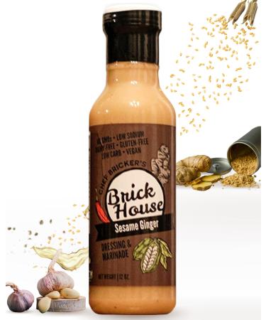SESAME GINGER SALAD DRESSING. Vegan salad dressing with Sesame Oil & Organic Coconut Aminos. Keto, Paleo, Low Sodium, Low Carb, Low Sugar, Gluten Free, Dairy Free by Brick House Vinaigrettes (12 oz) 12 Ounce (Pack of 1)